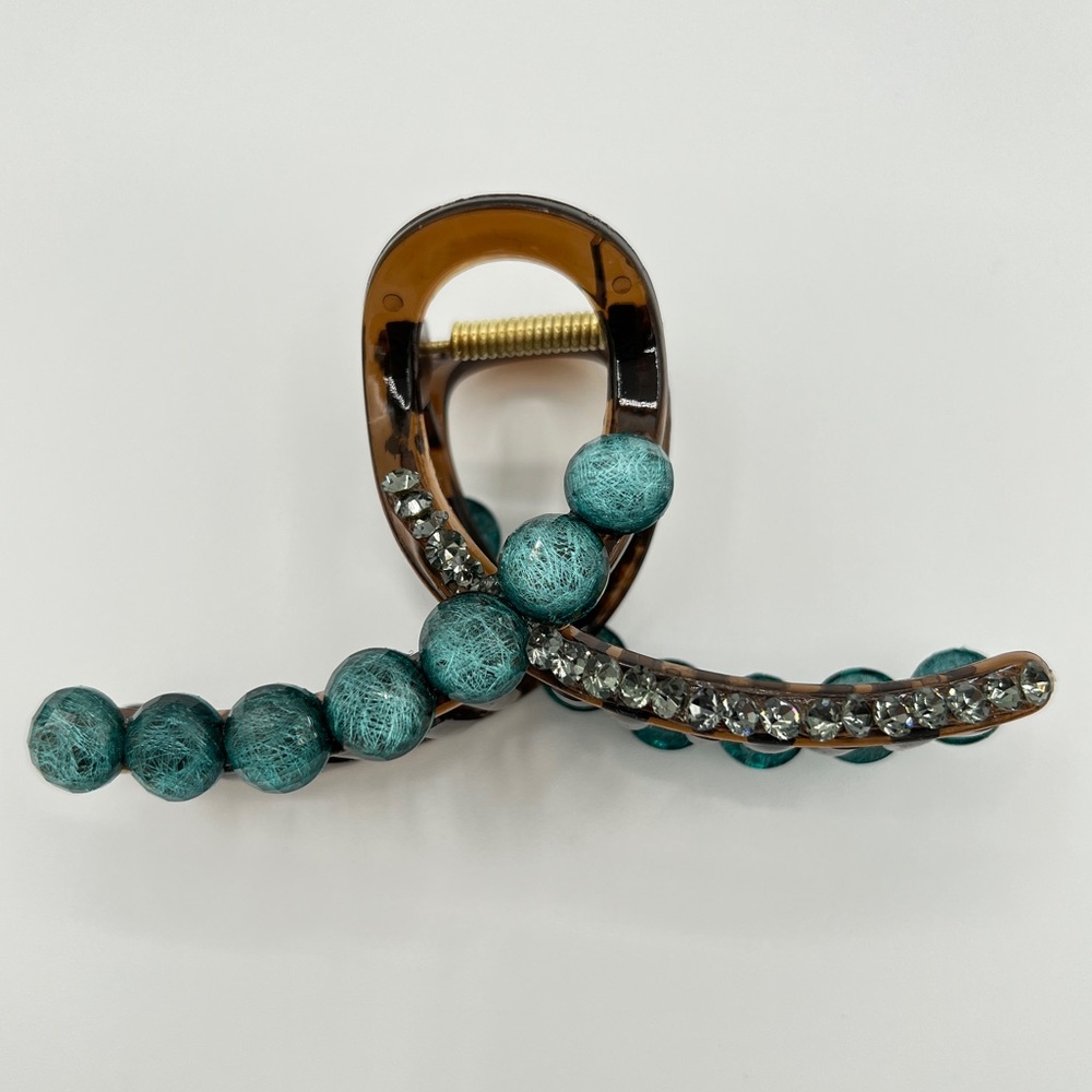 Tortious  Rhinestone Large Hair Clip Blue